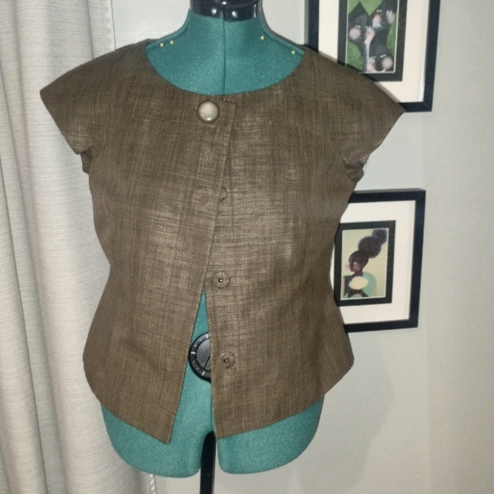 Anne Klein Bronze Cap Sleeved Blazer Sz 10 - Picture 6 of 14